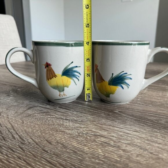 Set of 2, Mulberry Home Collection Hand Painted Rooster Coffee Cup's. - Picture 4 of 5
